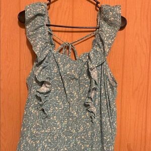 a.n.a Blue Floral Ruffle Dress